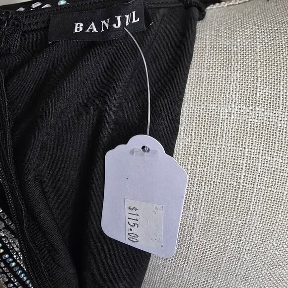 NWT SEXY black embellished midi length sheer cocktail party dress size s/m. - Picture 7 of 8